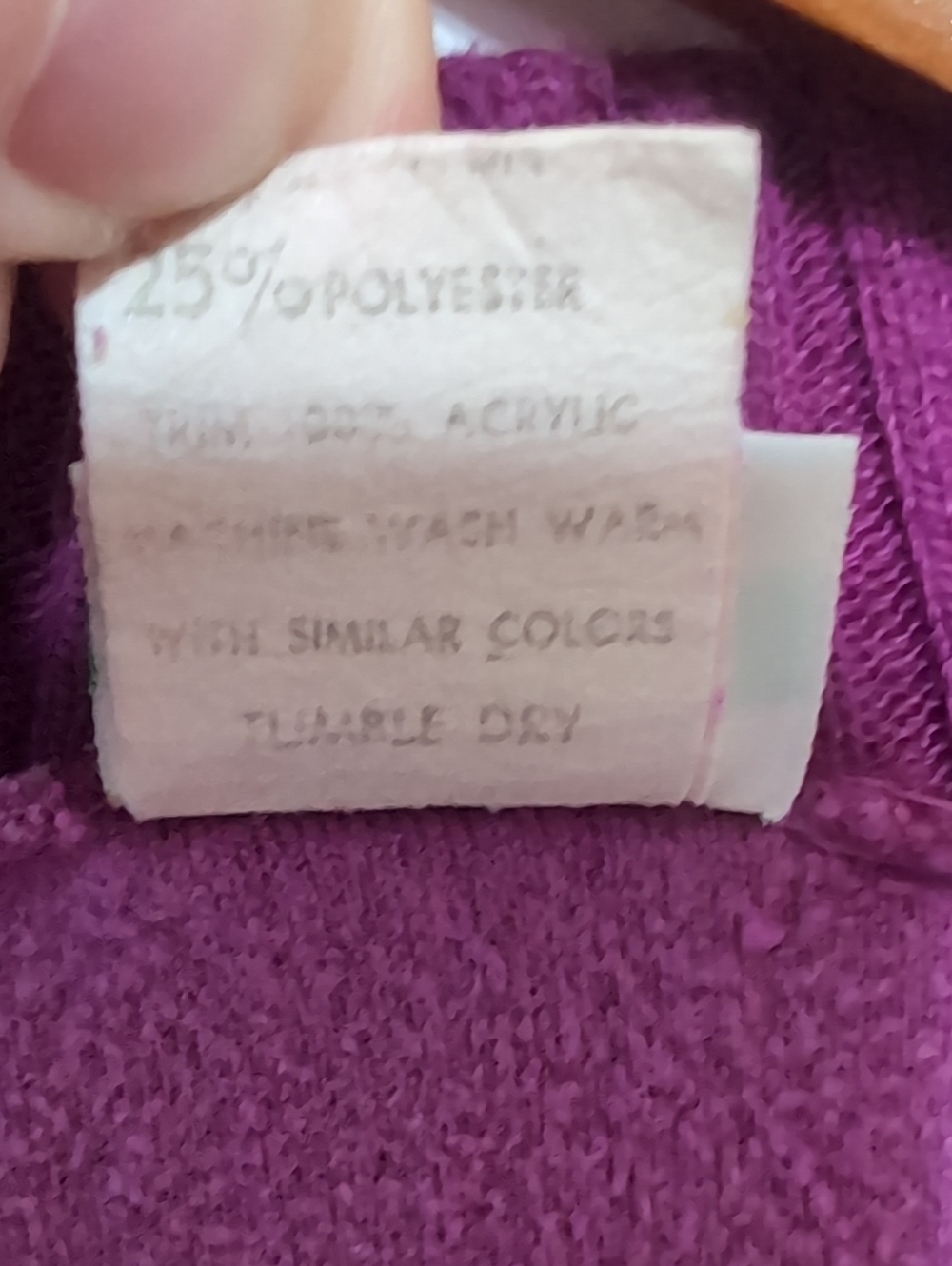 Vintage Sears Purple Terry Vneck Varsity Sweater Embroidered Size Medium - Picture 4 of 7